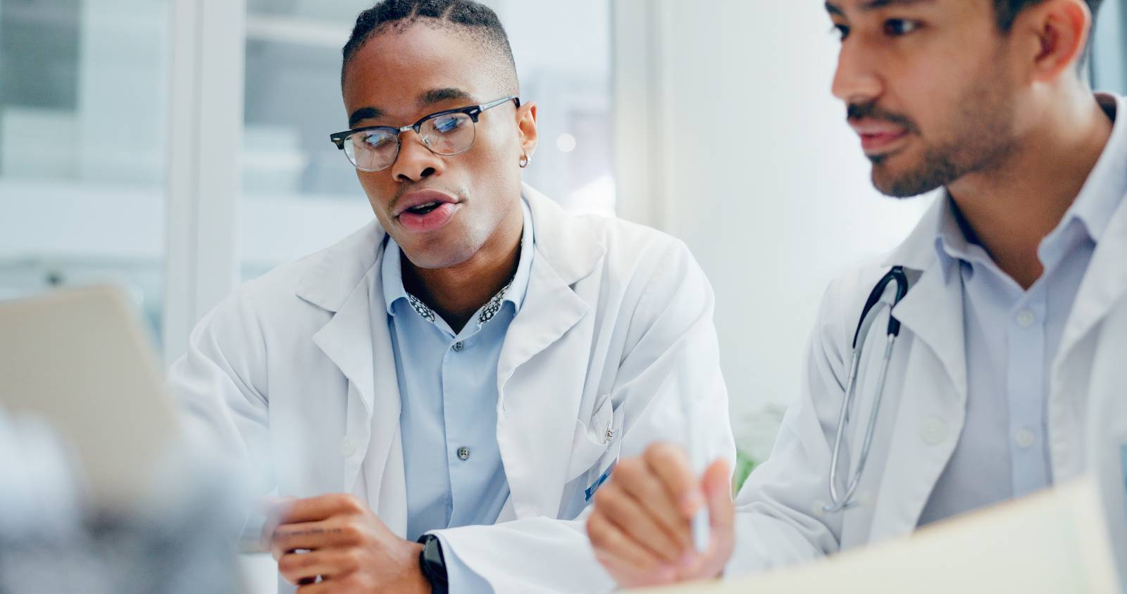 male doctors discussing results